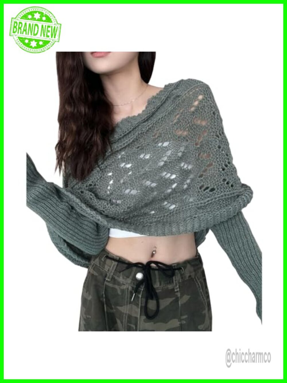 Knitted Cable Scarf with Sleeves Shrug Cowl Neck Vegan Wool Wrap